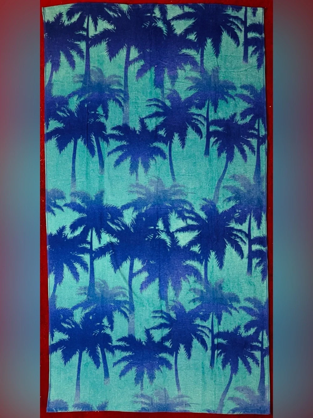Bright Blue/Turquoise Tropical Palm Tree Beach Towel